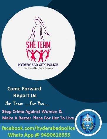 hydcitypolice's tweet photo. #SheTeams #SheTeamForYou https://t.co/RXV50IY7p5