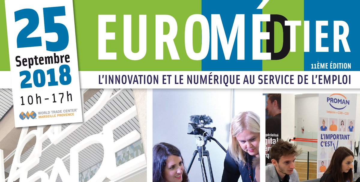 Euromed_MRS's tweet photo. 🗓️ Rendez-vous le 25 septembre prochain au World Trade Center Marseille Provence pour la 11ème édition du forum emploi @Euromedtier : "L'innovation et le numérique au service de l'emploi !" https://t.co/M5i6J9zumQ