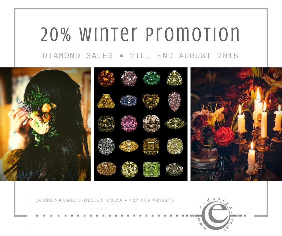eternaldesigner's tweet photo. 20% DISCOUNT on all DIAMOND SALES till end AUGUST 2018 E-Design Contact cornenaude@e-design.co.za #diamonds #twentypercentdiscount #edesign #certifiedstones #conflictfreediamonds #winterpromotion #jewellery #engagementstones #engagementrings #womansmonth #cad #cam #3d #3drhino https://t.co/BMhPO8TLmF