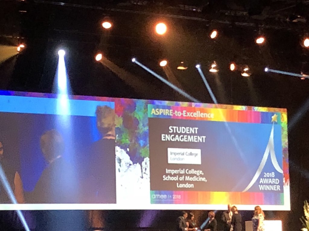 ProfKhalid_KSA's tweet image. Congratuls to Imperial College London @imperial_SoM for getting the international ASPIRE-to-Excellence Award in Student Engagement 👍👏🥇
 #AMEE2018
#45thAnnualConference #celebrating45years #comingtoamee @amee_online
@ImaMedClub