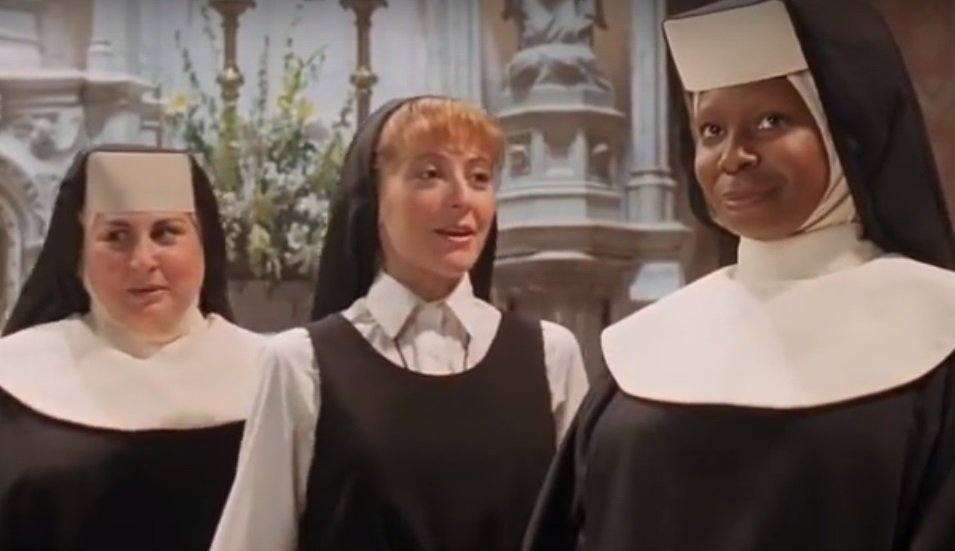 Obvs Whoopi, Kathy and Wendy‘Hail girls. Hail Mary what’s up? Well Judaism’s become a real drag, everybody hates me. Ah-ah not that guy over there. Who him? They all say he’s different, they say he’s really weird. We don’t care what people say to us, he’s always there. Really?’