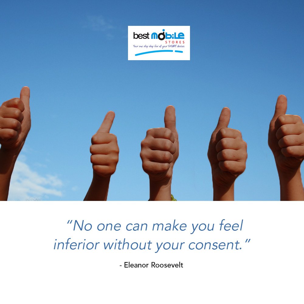 Bestmobileltd's tweet photo. “No one can make you feel inferior without your consent.” - Eleanor Roosevelt

#BestMobile #QuoteOfTheDay https://t.co/BtcMV0q3sk