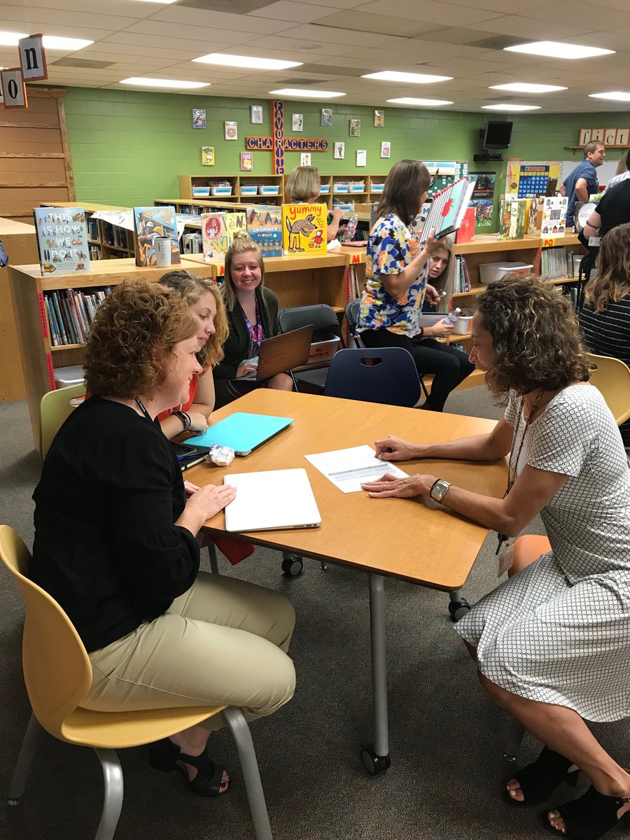 mrspalone10's tweet image. Mrs. Schwanke reviewing district goals with the staff at IREs.
