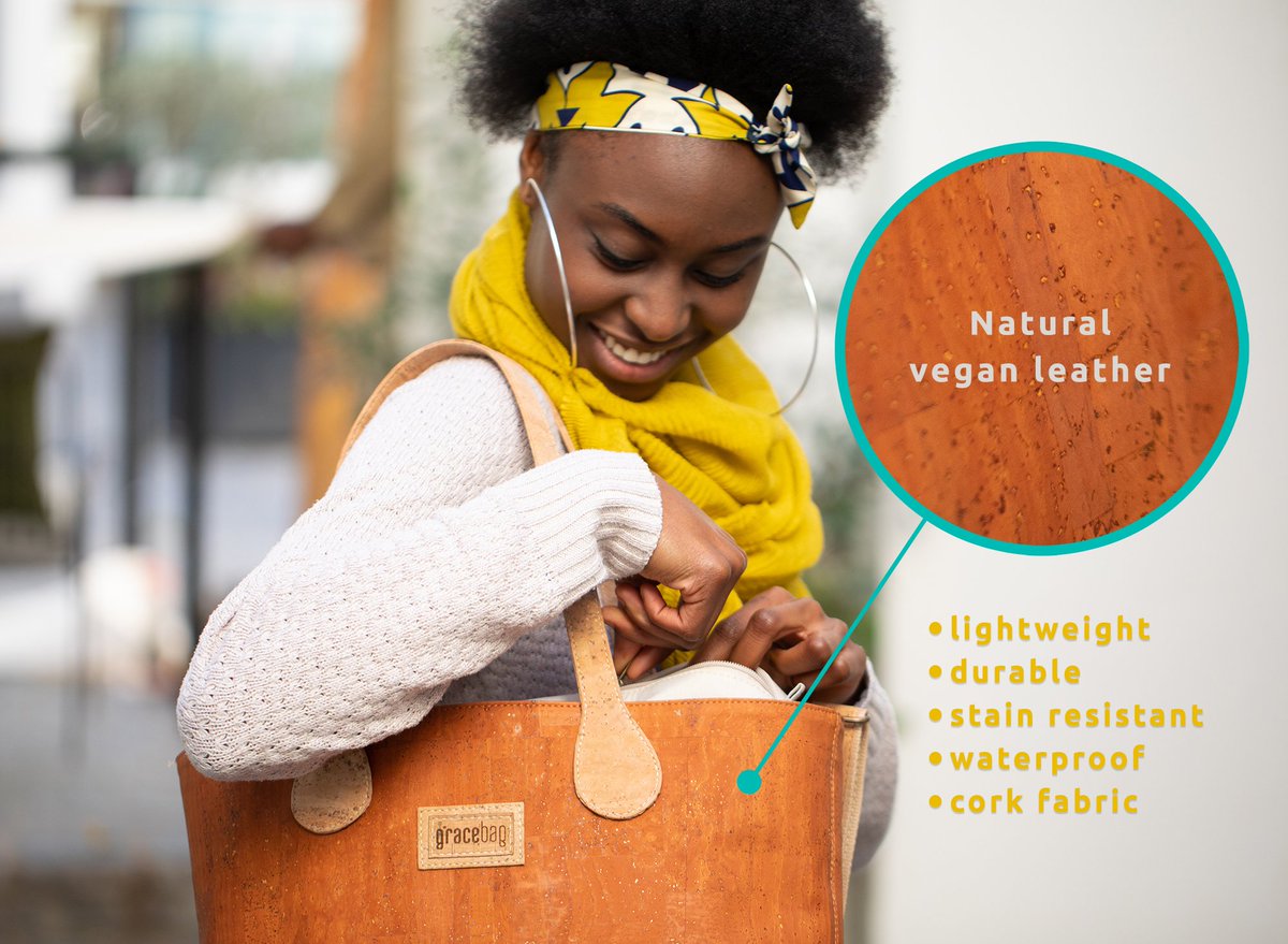 Gracebag1's tweet photo. The lightweight, durable, stain resistant and waterproof Gracebag is made from vegan cork fabric that is a natural and sustainable leather alternative. ♥ #Gracebag #versatile #interchangeable #vegan #cork #lightweight #durable #stainresistant #waterproof #SouthAfrica https://t.co/1510lB9cIb
