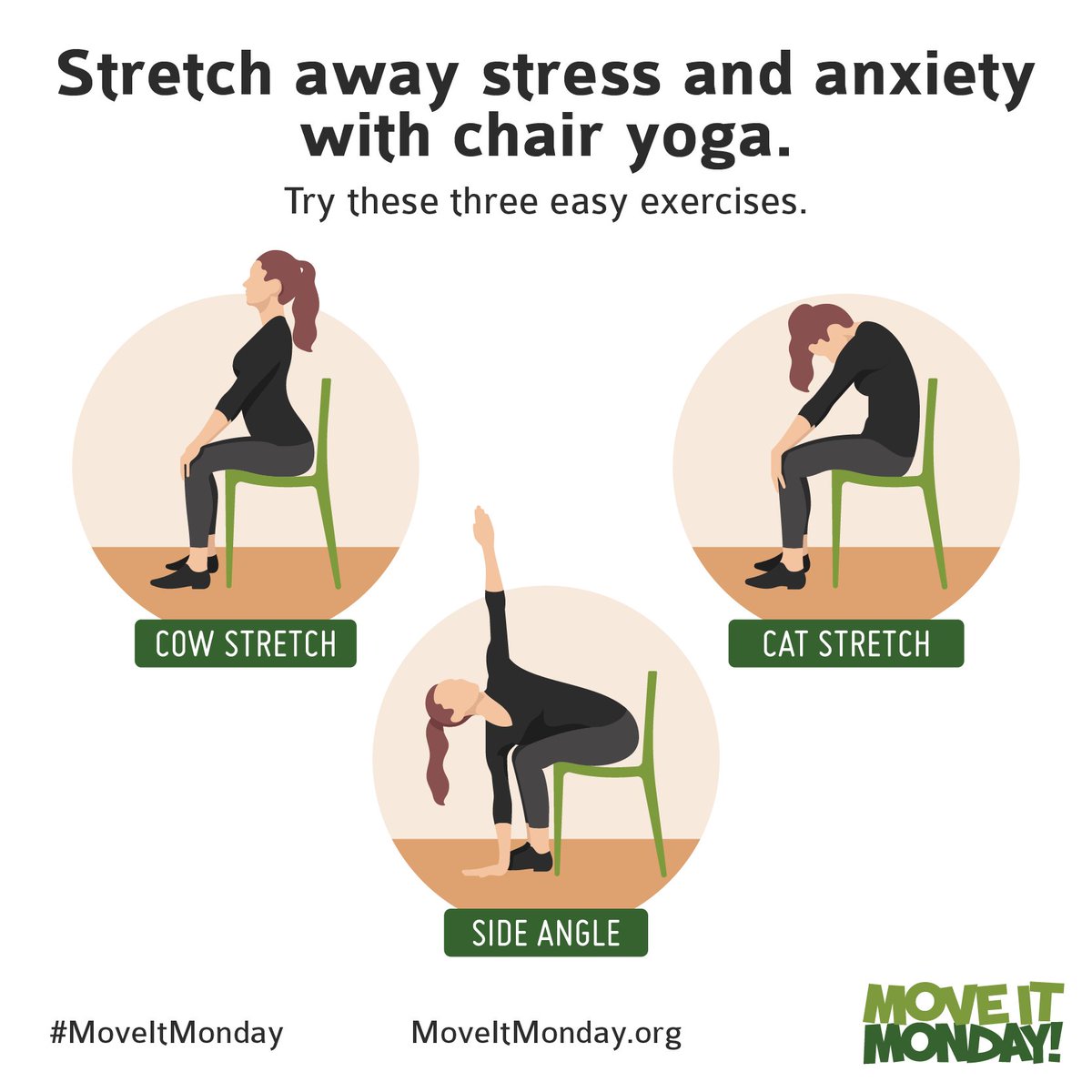 Here are 3 Chair Yoga Poses for All Fitness Levels this Monday - Move It Monday buff.ly/2BQ11qH

#MoveItMonday #Monday #VitalityHealthcare #PortageMI