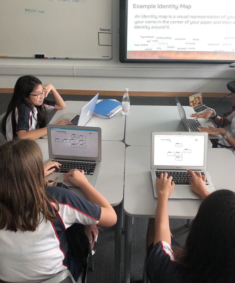 N_McLellan_'s tweet image. Today in Grade 8 advisory we explored  what our identities mean to us as individuals. Students had the choice to use either  @poppletny or @MindMup to create their identity maps.  Some fabulous discussion stemmed from this. #whoareyou #identitymap #techtools #SAISrocks