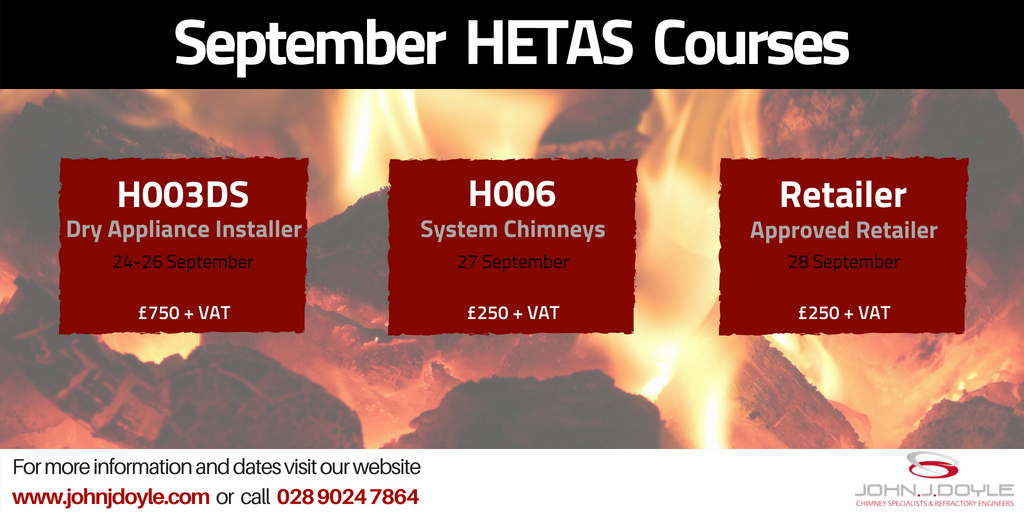 John_J_Doyle's tweet photo. Time is ticking to register for September @hetas_uk training courses at John J Doyle. We have bundle and group discounts available. Only a 10% deposit is due at booking!
#training #heatingseason #hetas #hetasinstaller #hetastraining #belfast https://t.co/jIhK6gVwfP