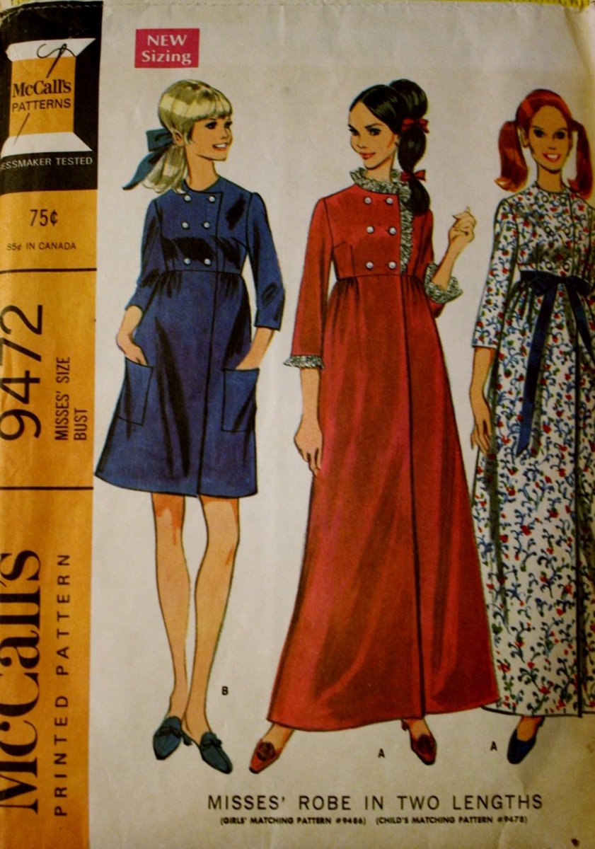 sueforgetmenot's tweet image. Vintage McCall's 9472 Empire Waist Robe Sewing Pattern Size 16 Bust 38 tuppu.net/d3a75b48 #Etsy #BluetreeSewingStudio #PlusSizePattern