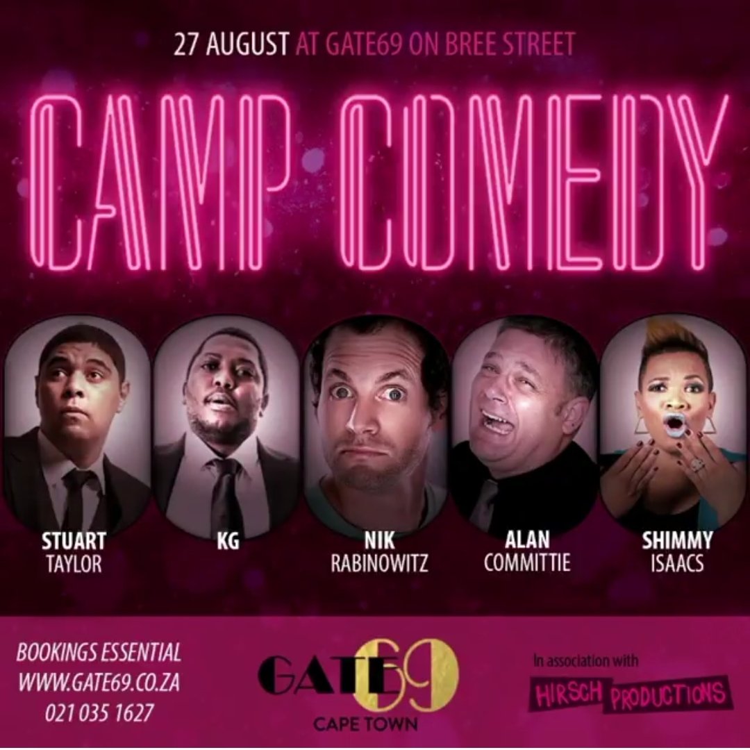 TheatreSceneCpt's tweet photo. You only have 8 performances left (until 8 September) to still see #SnipTucked at @Gate69CapeTown.
But first up tonight at the purple palace on Bree Street is the fabulously funny #CampComedy!
Book now or miss out!
Call 021-0351627. https://t.co/KvKT1IXUsO