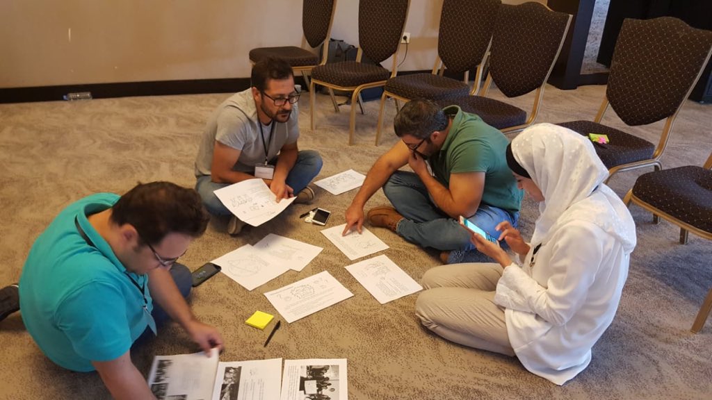 AflatounMENA's tweet photo. What is @Aflatoun story? Participants are trying to guess! #ToT life skills and financial education #AflatounTraining2018 #AflatounMENA #Gaziantep @habitatdernegi https://t.co/ly9P0mFcud