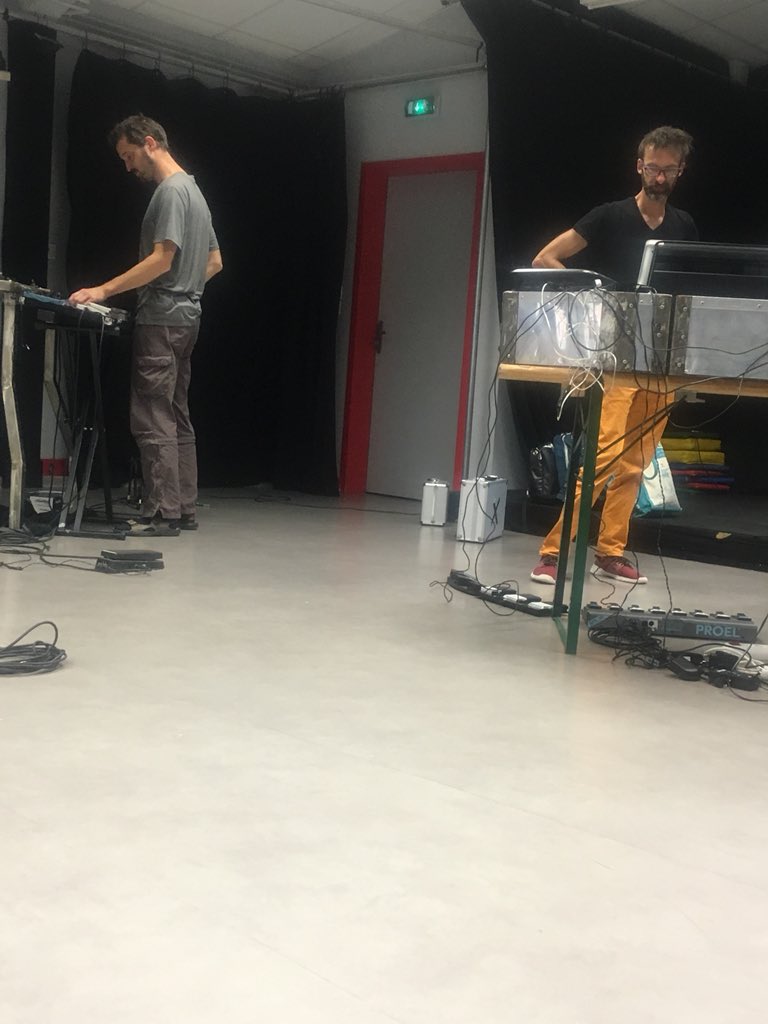 Our musicians in residence at la fabrique for #mâ our new outdoor circus nighttime show supported by @SeaChangeArts <a href="/101OutdoorArts/">101 Outdoor Arts</a>