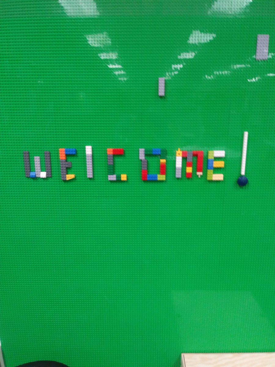 pattiebookSmith's tweet photo. Our first Lego wall creation! Welcome to an awesome first day in our Research & Design Center 🎉📚💡 #pattiepanthers #firstday2018 https://t.co/139cA7ZR3B