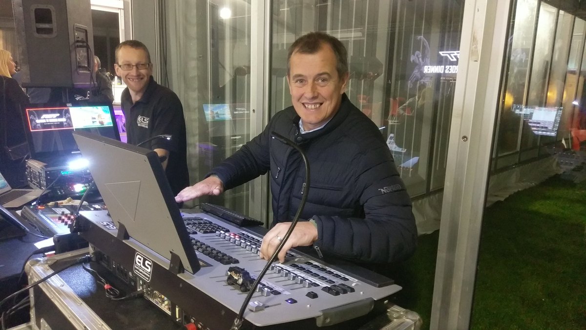 justymcm's tweet photo. @iom_tt John McGuinness trying his hand on our lighting console in the VIP tent. All we can say is stick to riding bikes J Mc........ https://t.co/87FwUhyPrP