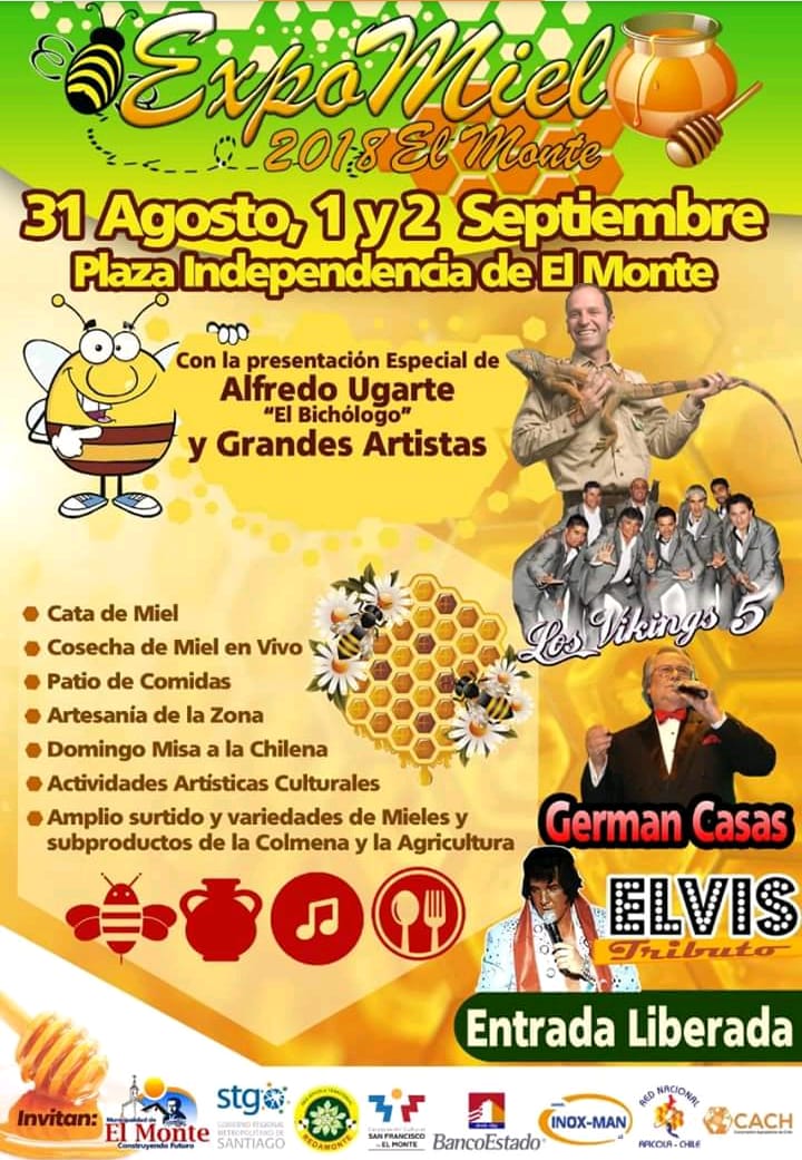 Agroseguroscl's tweet photo. ENTRADA LIBERADA: ¡Te invitamos a visitar la Expo-Miel 2018 en El Monte! Infórmate sobre el seguro apícola con subsidio estatal 🐝 de @Agroseguroscl @MinagriCL y protege tus colmenas. Más info aquí 👉 https://t.co/VOsBE2Ysww #RedAMonte #FiestaDeLaMiel @RedApicola @MuniElMonte https://t.co/1rBDU8eL5m