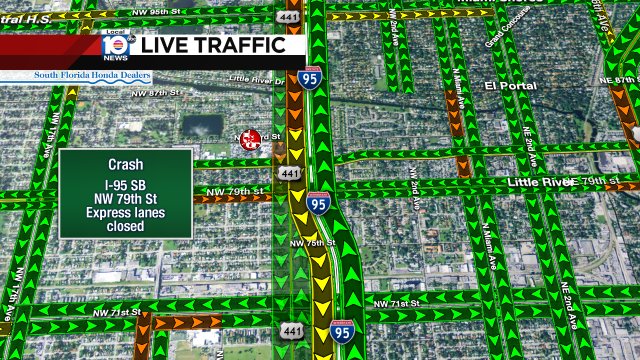 #TRAFFICALERT Crash on I-95 Express SB at NW 79th St. Express lanes are closed between Golden Glades & SR-112 #MIAMI https://t.co/IJ6KRaMys1