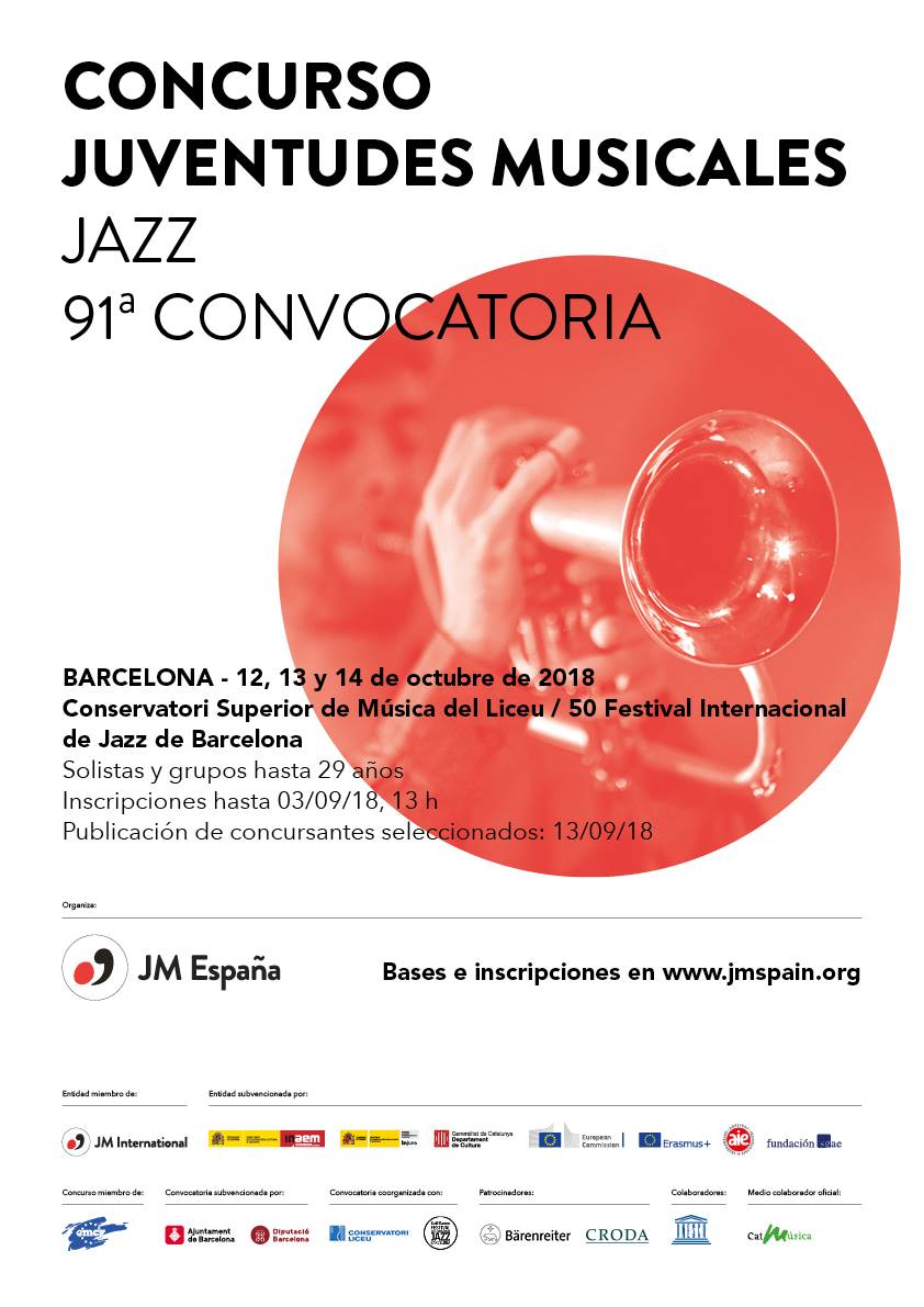 jmspain_'s tweet photo. 📢📢📢ÚLTIMOS DÍAS para inscribirse al CONCURSO DE JAZZ  📢📢📢
@liceu1837 @bcnjazzfest https://t.co/UcPfUsJNtu