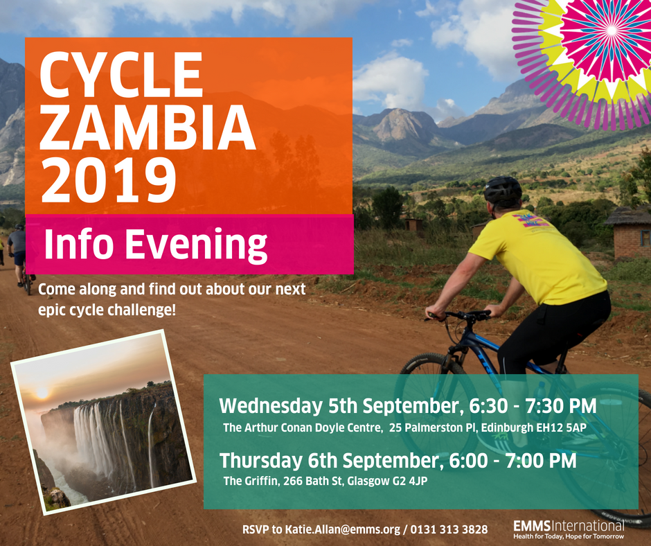 katiesallan's tweet photo. Looking for a challenge? Come along to our free info evening next week in Edinburgh and Glasgow 🚴♀️🚴♂️ #charitychallenge #CycleZambia #Zambia #Cycleglasgow #CycleEdinburgh #getonyourbike #getfit #infoevening #TheGriffin #TheSirArthurConanDoyleCentre #TheVictoriaFalls https://t.co/PVYn1BpUA4