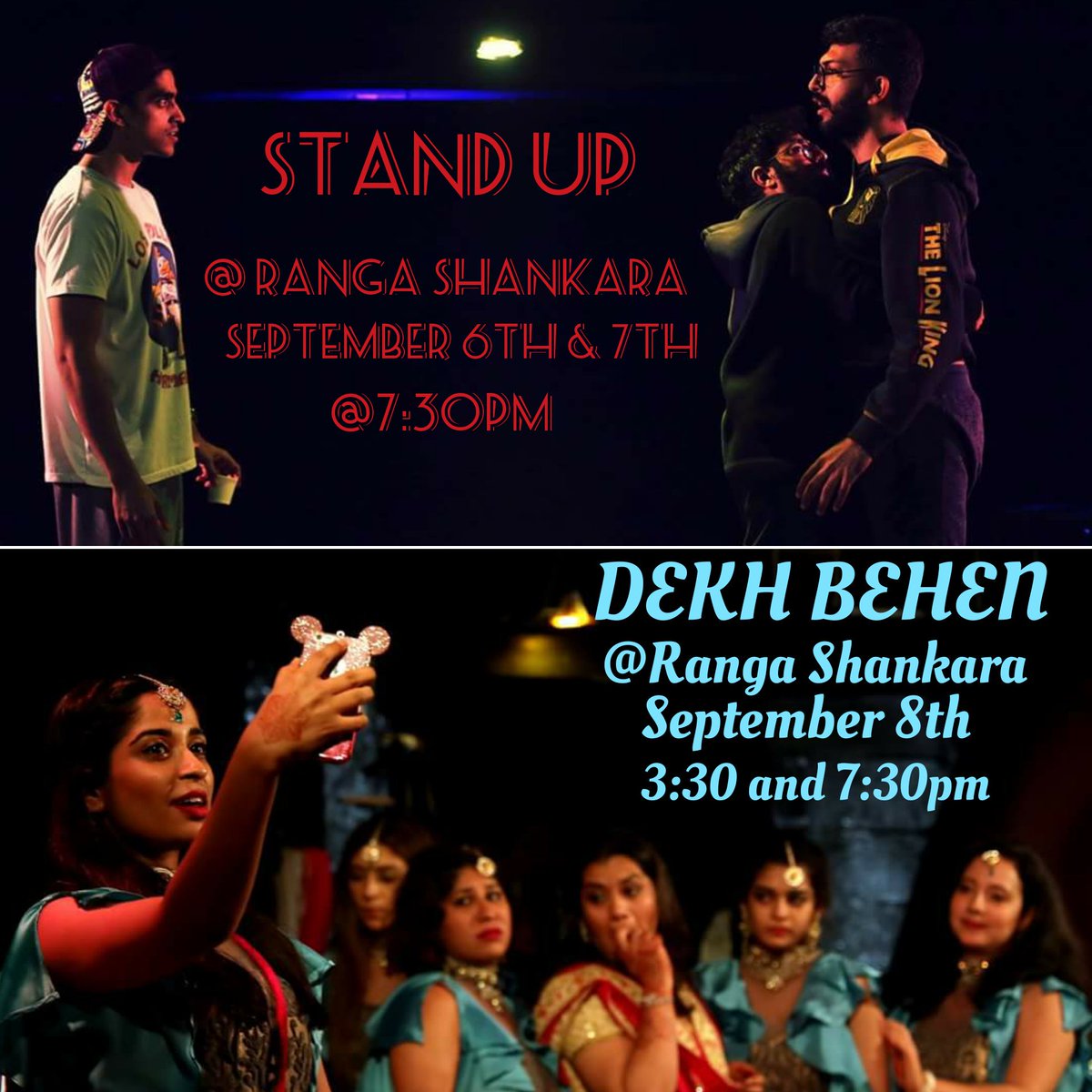Kashinbaba's tweet photo. #Akvarious presents two productions performing in #Bangalore for the first time!!
#StandUp a serious play about #Comedy 
#DekhBehen a #Comedy about something pretty serious.
Tickets available on @bookmyshow 
#WhatsSoFunny #DidiTeraPatiDeewaana #ThingsChetanCantEat #GoneGirls https://t.co/rqamk7NkQc