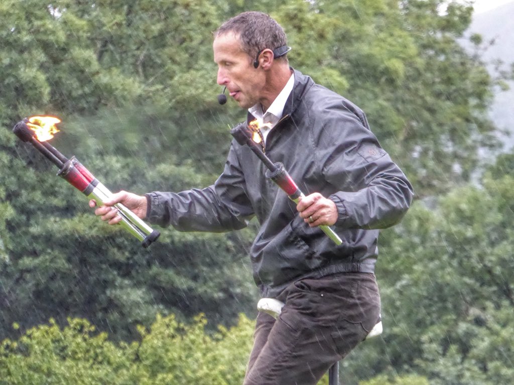 grasmeresports's tweet photo. We really enjoyed @DangerousSteve1 on the Sports Field yesterday. Glad the flames stayed in despite the rain. Great entertainment. #Grasmere https://t.co/CCFnoITyyF