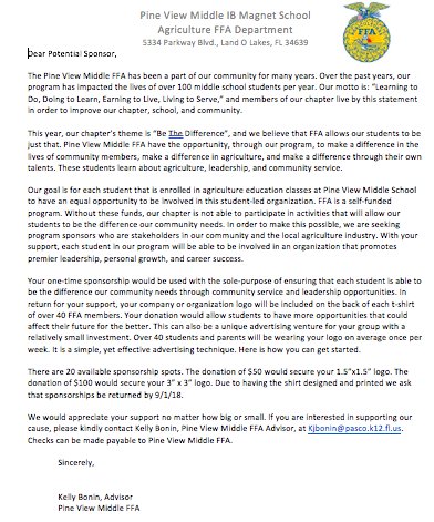 PVMSFFA's tweet image. Would you like to become a sponsor of Pine View Middle FFA? Ask me how today!