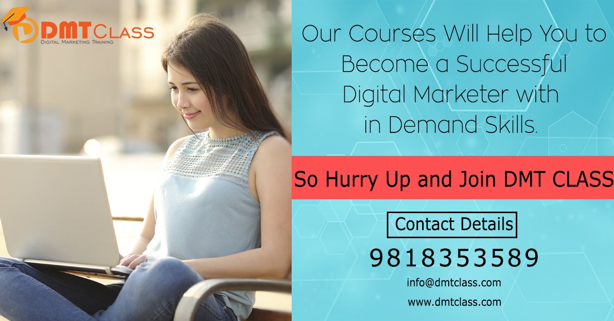dmtclass's tweet image. Learn #Digital #Marketing #Course in #Delhi [ SEO, SMO, PPC, LEAD GENERATION ] with affordable course fees just visit our Digital Marketing Training Institute in Delhi otherwise call us on 9818353589 for taking online admission.
Visit: dmtclass.com