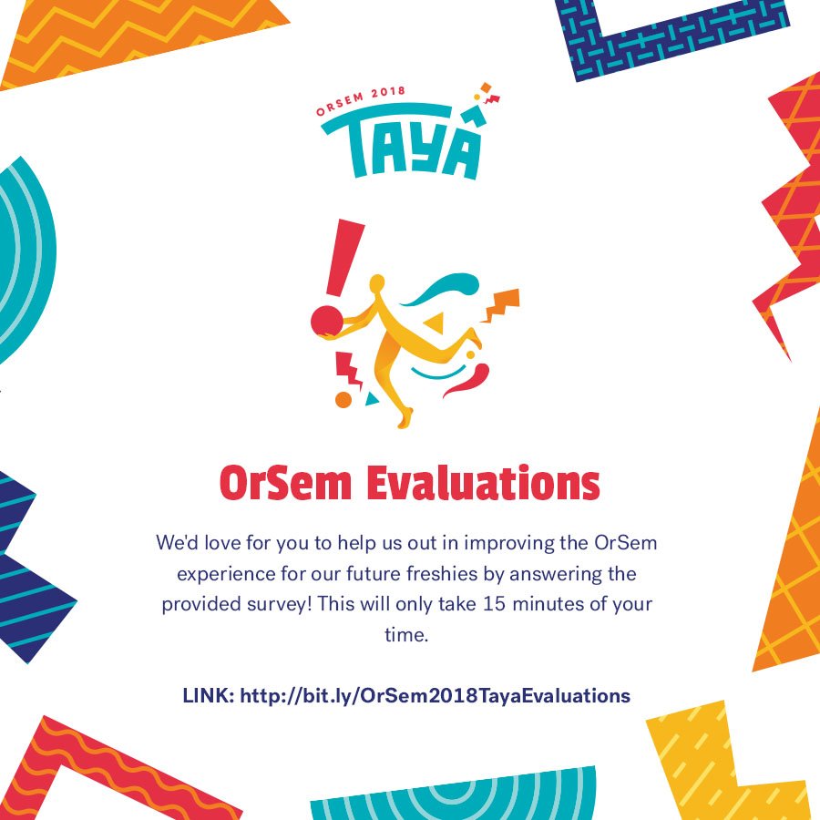 2018Orsem's tweet photo. Hey, freshie! 👋🏽

Here in the university, we commit to excellence in serving Ateneans of all generations. We'd love for you to help us out in improving the OrSem experience for our future freshies! This will only take you 15 minutes of your time.

LINK: https://t.co/iwsWNtz0vP https://t.co/0EB6AECyvb