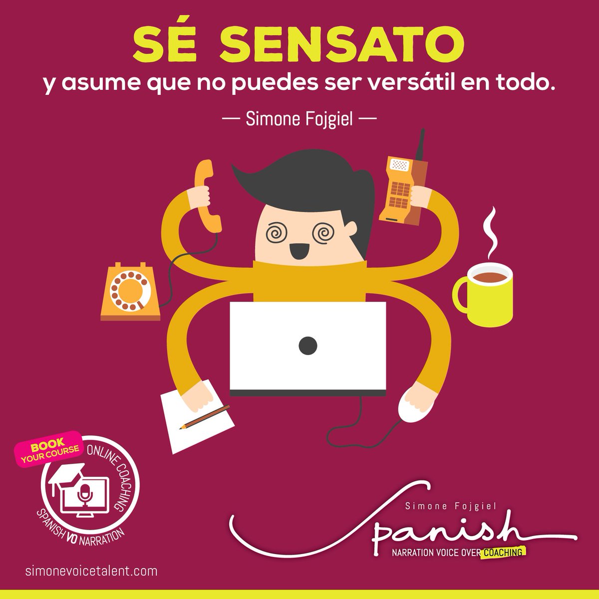 SimoneVOCoach's tweet photo. ¿Cómo afrontarás la semana? Un locutor es paciente, saborea cada una de sus etapas, explora sus talentos y ofrece sus servicios con honestidad. #MotivationMonday #narracion #cursodelocucion #vocoach #spanishvo #voiceover #volife #locucionprofesional#locucion #elearning #votips https://t.co/QdnFqCUAty
