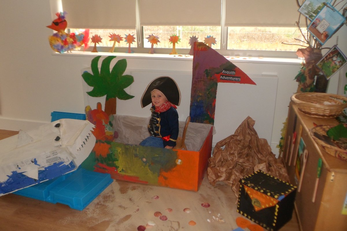 asquithnursery's tweet photo. The children at New Eltham Day Nursery and Preschool have been enjoying their theme of 'pirates'! They created their own pirate ship before setting a scene for photographs and fun! https://t.co/AA1UlAFq7W