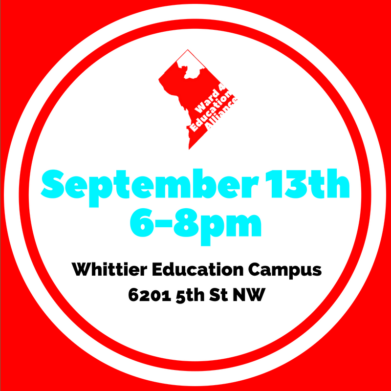 Ward4Ed's tweet photo. Reminder that #Ward4Ed meets the 2nd Thursday of every month at a #Ward4 school. The next mtg is on Sept 13th @WhittierECSTEM. Email ward4edalliance@gmail.com to receive regular updates &amp; to get involved! #Ward4Proud #dcpsrising #edchat #dcps #ourschoolsdc https://t.co/01ytrMXjsg