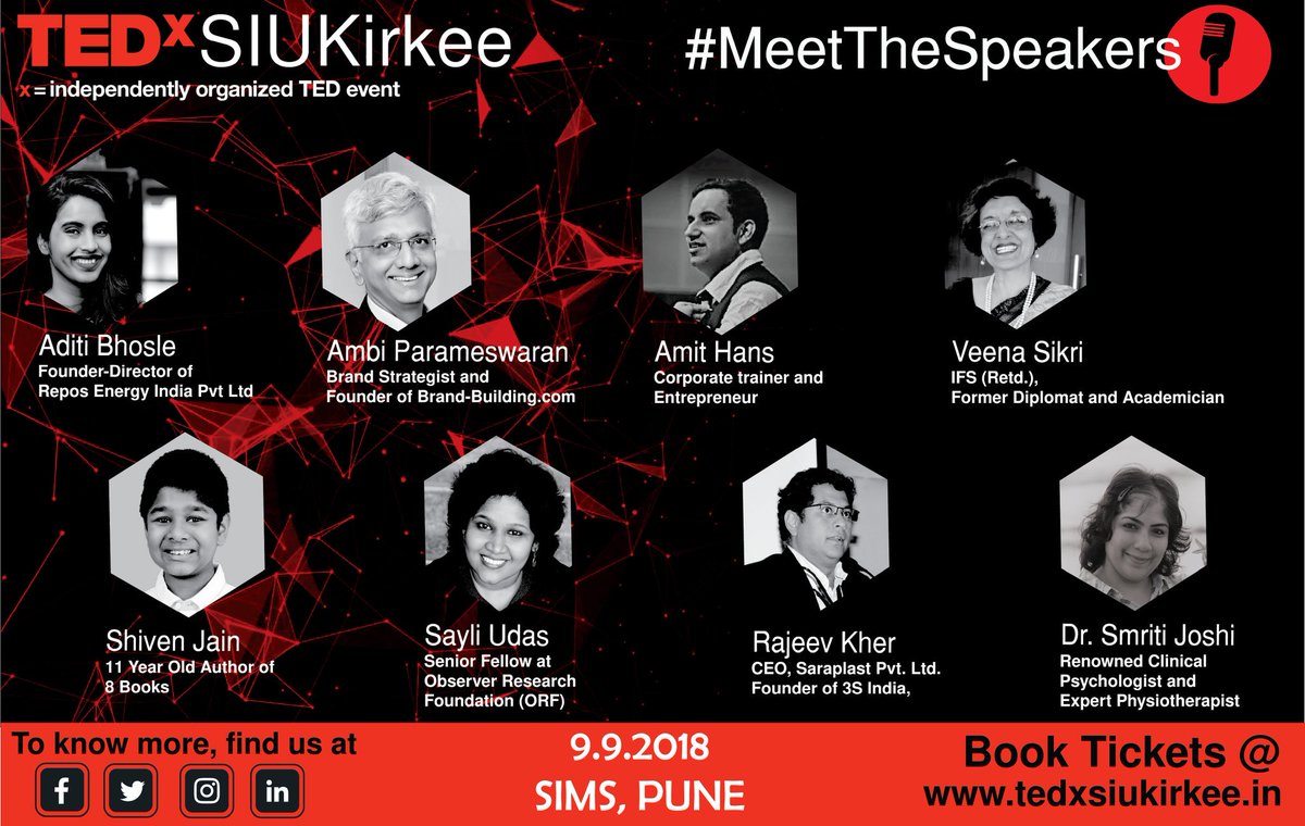 TEDxSIUKirkee's tweet photo. Tickets are out for #BlankSlate at #TEDxSIUKirkee at #SIMS on #9thSeptember2018 

Have you booked yours yet?
DM for details... https://t.co/NzY8rd3X3D