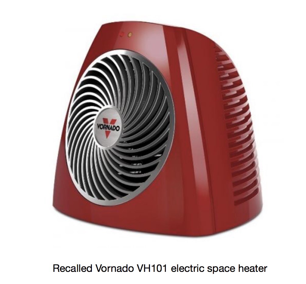 The hot dry weather today certainly doesn't bring space heaters to mind, but this is a recall you want to know about to keep your family safe. Vornado is recalling 350,000 electric space heaters: cpsc.gov/Recalls/2018/v…