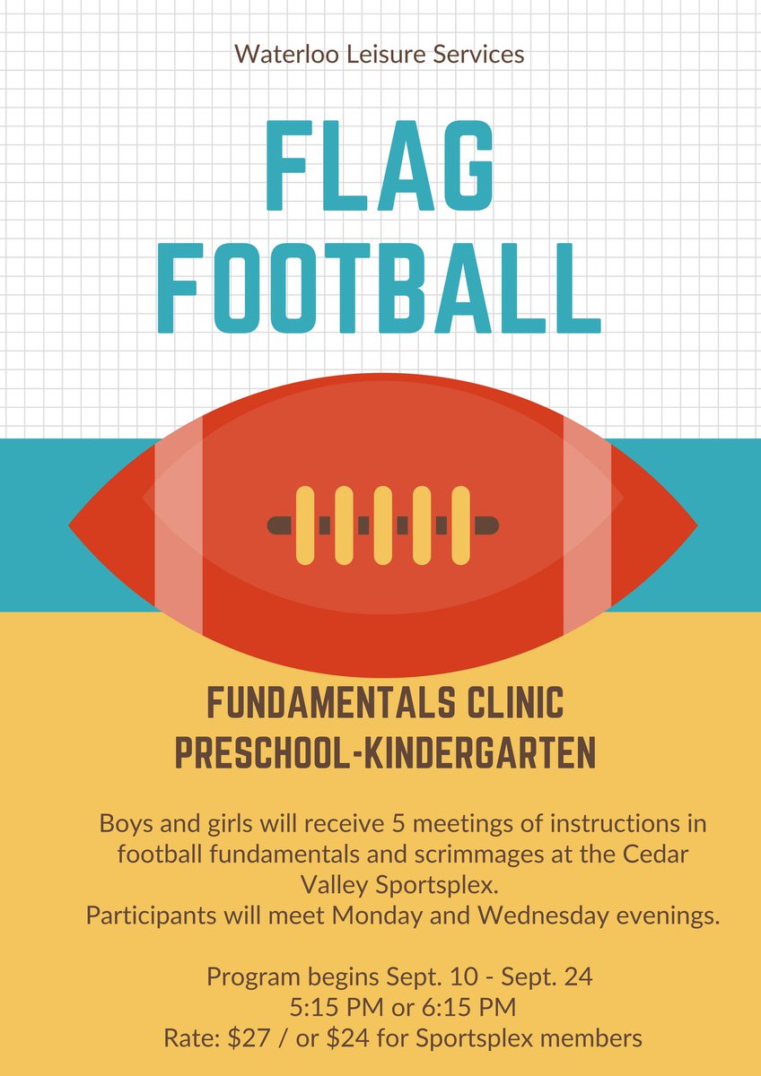 CVSportsPlex's tweet photo. Registration is open for our Flag Football and Flag Football Clinic! Call today to register! https://t.co/c1n9FcrLd0