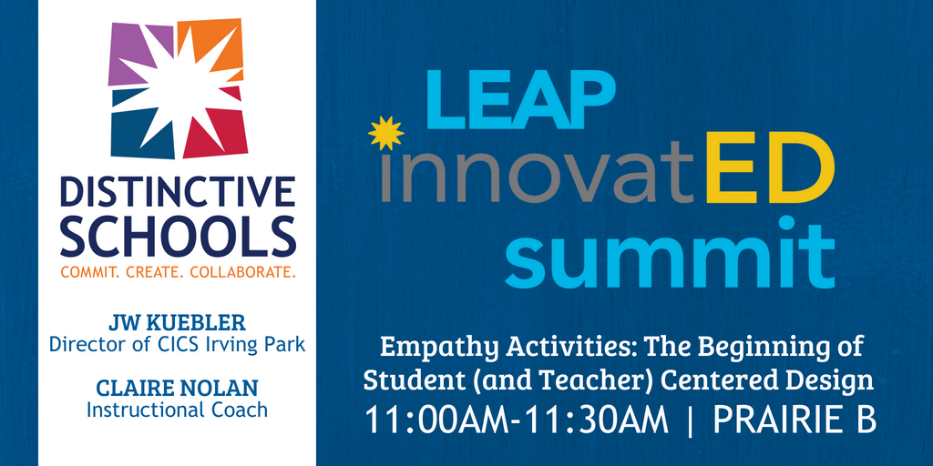 Distinctive_Edu's tweet photo. #InnovatED18 Summit: Explore the necessary elements in creating empathy activities to kick start a design, redesign or change process within their school community. Click here https://t.co/lCxgfMsOBl to join @JWKuebler and @Crnolan at the @leapinchicago Summit! #WeAreDistinctive https://t.co/j8OPZF2ilV