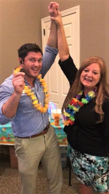 HeartisLongview's tweet photo. During our staff appreciation luau @HeartisLongview, the Oreo Challenge had everyone double-stuffed with excitement! Russ, our Health Services Director, was ultimately victorious and received a celebratory.....cookie. Way to go, Russ! #Heartisfamily https://t.co/xFcdfX1nph