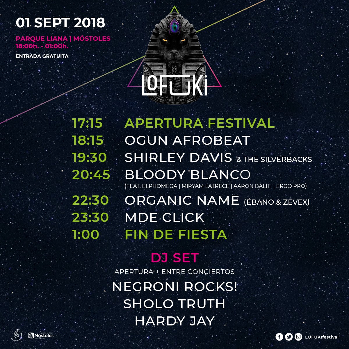LOFUKIFestival's tweet photo. 🕰 Aquí están los horarios de las actuaciones en #LOFUKIFestival
Esta semana toda la información sobre expositores, foodtrucks y otras actividades. 
¡Nos vemos el sábado! https://t.co/wLkJf7tGqt