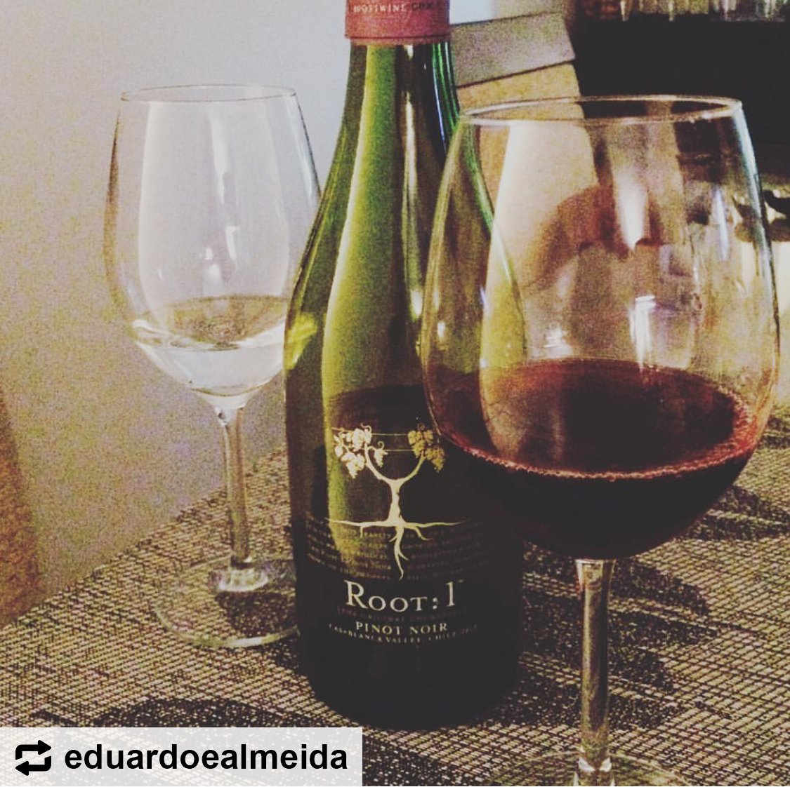 Monday evening... A great time to grab a friend and go wine tasting on the couch! #Root1 #PinotNoir