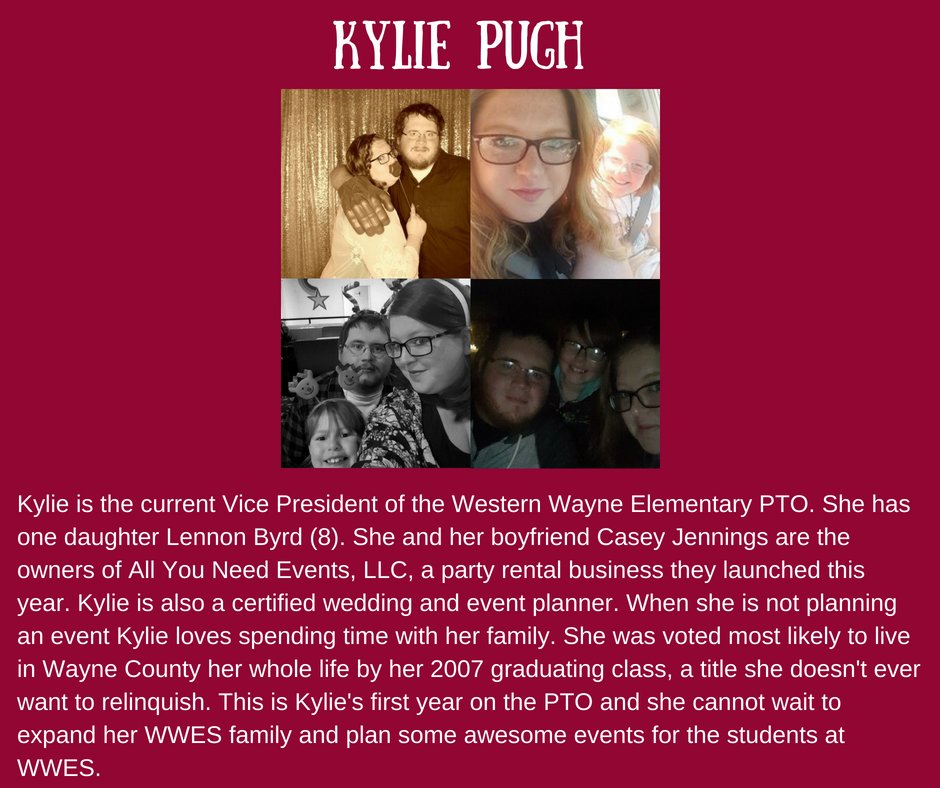 PTOWWES's tweet photo. This week we will feature Kylie Pugh. She is our Vice-President and Volunteer Coordinator. We are so thankful to have her as part of our PTO! https://t.co/cZcoxlkgbt