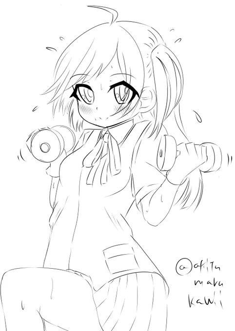 #艦これ版深夜の真剣お絵描き60分一本勝負
#艦これ版真剣お絵描き60分一本勝負_20180827
8/27 #萩風 #艦これ
ダンベルでウエストをシェイクアップできますよ♪ 