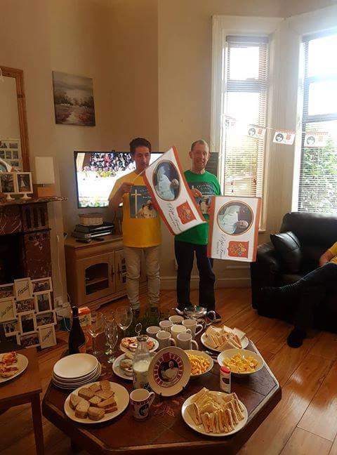 StMichaelsHouse's tweet photo. Michael and Charlie Hughes from our Cabra Residential decided to beat the crowds and have a Papal Party at home yesterday for all residents! #Popetastic https://t.co/yfXHSQKigd