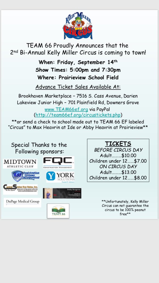 TEAM66EF's tweet photo. The #circus is coming to town!  Two showtimes are available and tickets can be purchased at https://t.co/KECFe3VCsl
This year’s circus will be filled with #clowns #acrobats and #aerialists . No animal entertainment will be featured. #familyfun https://t.co/lH51bdAqLb