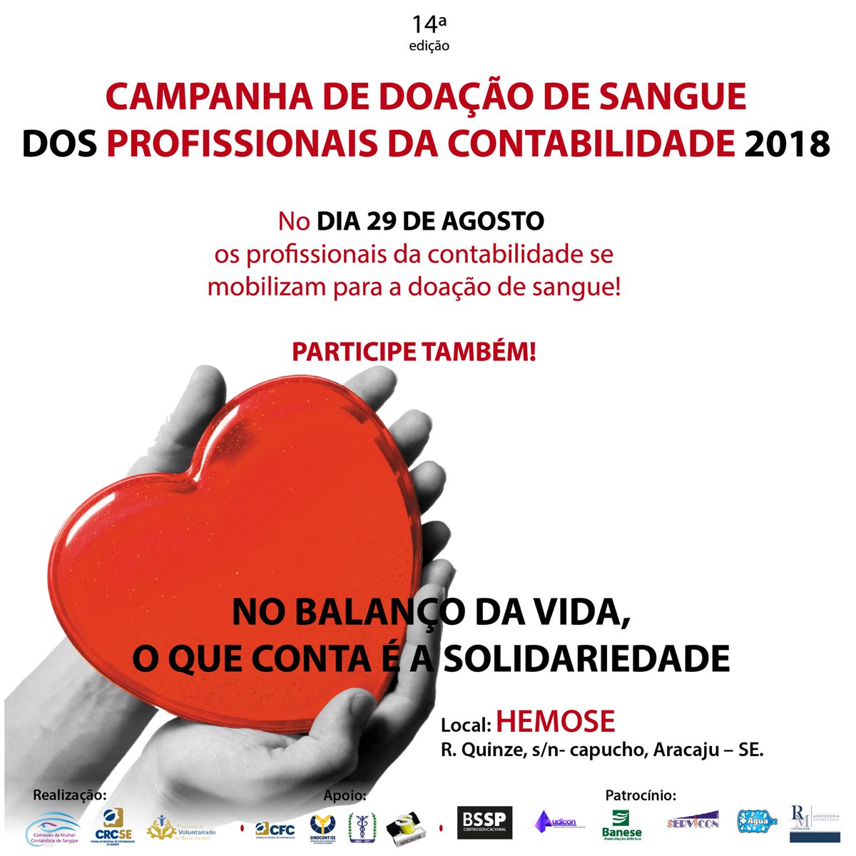 CRC_SE's tweet photo. Já reservou essa data em sua agenda?
Quarta-feira, 29, acontece mais uma Campanha de doação de sangue dos profissionais da contabilidade sergipanos.
Faça a sua parte, doe vida!

#crcse #cmcse #campanha #doacao #solidariedade https://t.co/0zp7W3vQa5