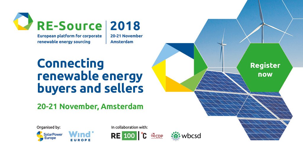 Cefic's tweet photo. Corporate Renewable Power Purchase Agreements (PPAs) can provide clean, reliable &amp; competitive power for the #chemical sector. Register for RE-Source 2018 to meet directly with the renewable energy buyers &amp; sellers. More: https://t.co/lMIupXibNx https://t.co/QPyvcL45DC