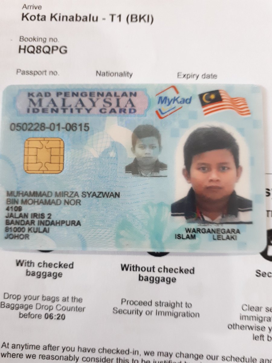 mohdnor76's tweet photo. @AirAsiaSupport This is copy of identity card. Thanks https://t.co/6T44vGJ67w