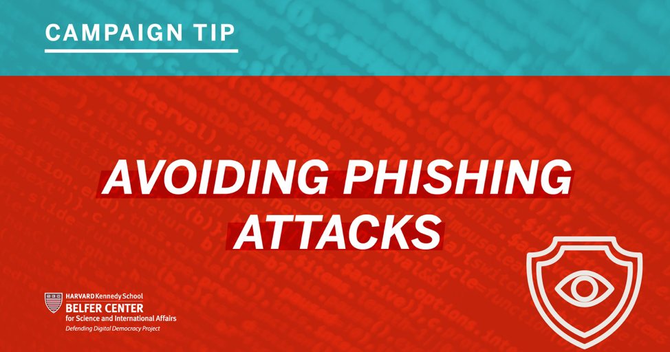 D3P's tweet photo. Our @Kennedy_School @BelferCenter #cyberplaybook offers vital recommendations for resources to strengthen your campaign – and inform staffers of all levels – against phishing attacks. Read more and share: https://t.co/hZPmjIwwFs https://t.co/NOUc2L9JpF
