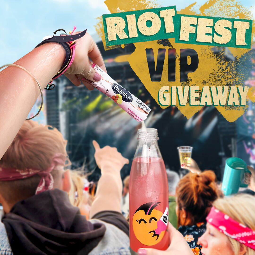 RiotFest's tweet photo. Three days at Riot Fest calls for fast rehydration! Our partners at @Pedialyte are giving away a pair of 3-day VIP passes to Riot Fest! Want ’em? Just like this post AND like Pedialyte to enter by 5PM today. Winner will be selected at random. #notjustforbabies https://t.co/60lVMI7pPQ