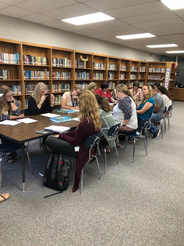 mstraub428's tweet photo. SPED teachers, TA's, and paraprofessionals come together for Corrective Reading overview. Coach Mauler helping staff improve students' overall reading skills. https://t.co/EP7BvnVYok