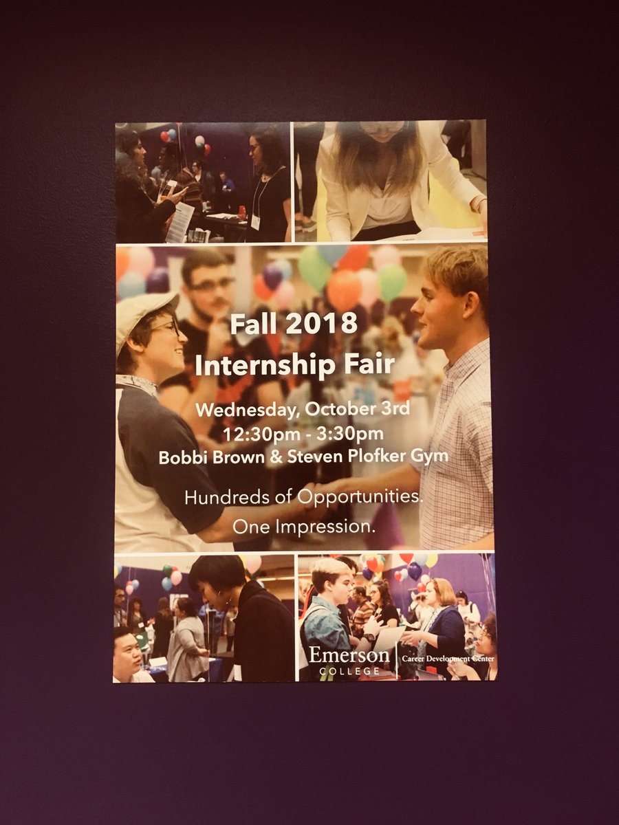 JessicaChance's tweet photo. It’s early but we can plant some seeds right? #emersoninternshipfair #postersareup #WelcomeToEmerson https://t.co/u1jFLXXMT1
