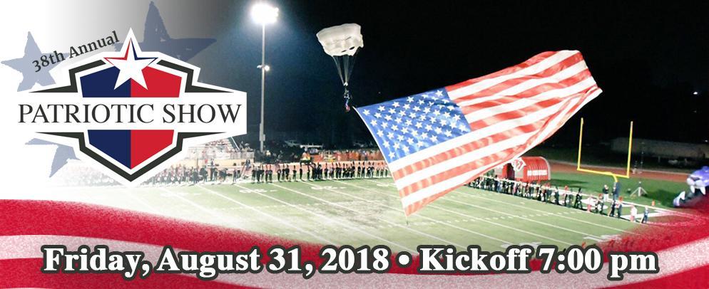 TomballISD's tweet photo. 🇺🇸 | Patriotic Show Week is Here!

Join us this Friday, August 31 at 7 p.m. for the 38th Annual Patriotic Show and varsity football game between @TISDTHS &amp; @TISDTMHS at the Tomball ISD Stadium.

More Info: https://t.co/58uKnP2rJg https://t.co/FkTLRRbhef