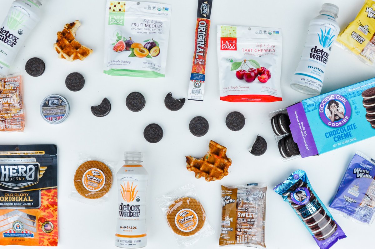 HeroJerky's tweet photo. 1 Lucky winner drawn at random on 8/29/18-11:59PM Eastern will win ALL THESE GOODS! US only for shipping
1. Like the pic👆
2. Follow all 5 brands: @mywafflewaffle @herojerky @drinkdetox @goodiegirlcookies @fruit_bliss 
3. Tag 2 road trip lovin' friends in the comments
Good luck https://t.co/5qL8hBGEX6