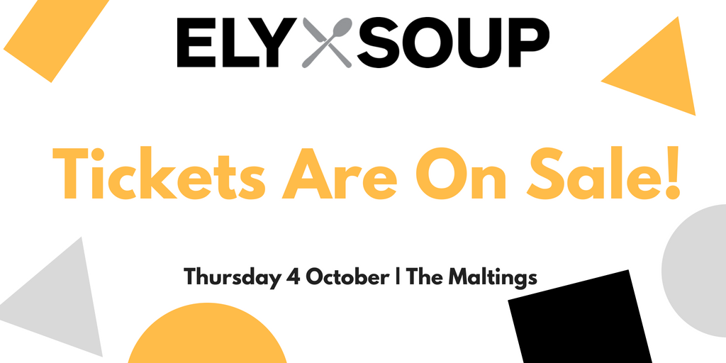 ElySoup's tweet photo. Tickets for Ely SOUP #7 are now on sale

They sell like hotcakes, so don't delay, book today! 

Thursday 4 October, 7pm, The Maltings, Ely riverside

https://t.co/W4HcrsjEQY https://t.co/LAUBUhXF6k
